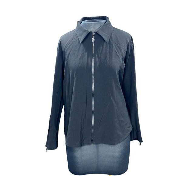 Sympli The Best Black Zip-Up Blouse Size 8 - Picture 1 of 10